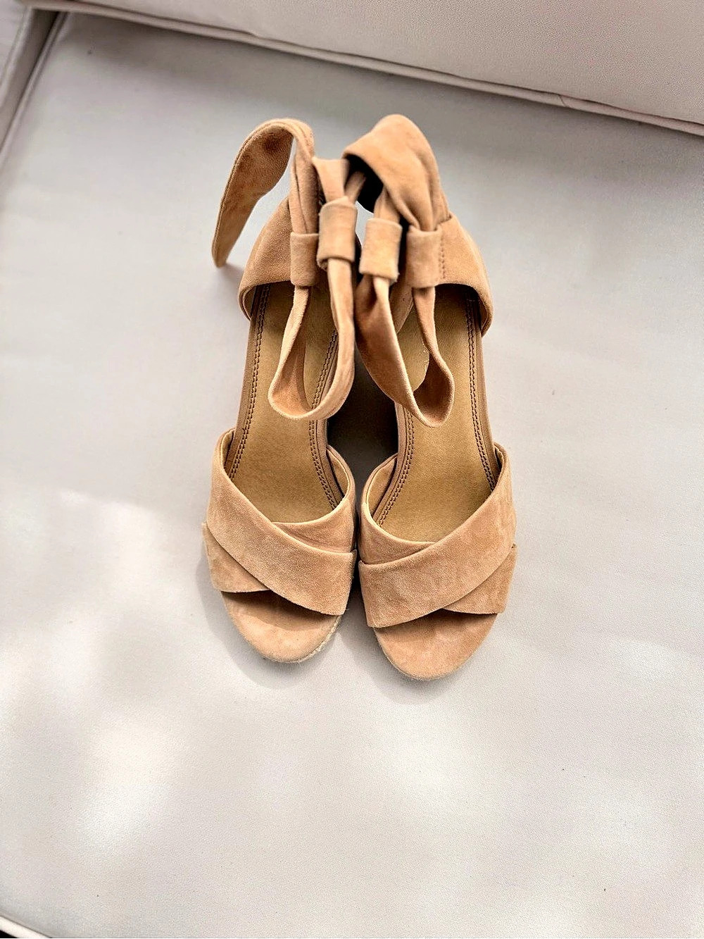Splendid Suede Espadrille Wedge Sandals with Ankle Ties Brown